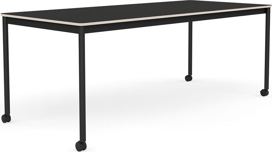 Stôl na kolieskach Base nanolaminát nohy čierne 85 x 190 cm čierny
