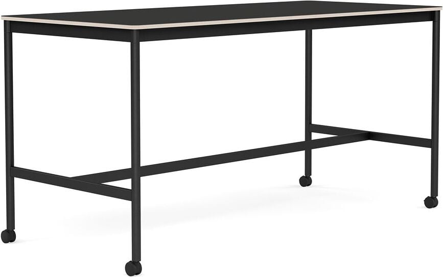 Stôl na kolieskach Base nanolaminát nohy čierne 85 x 190 x 95 cm čierny