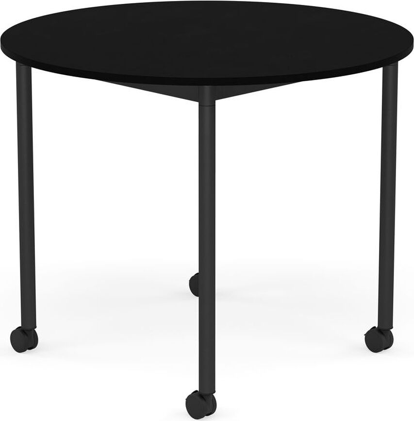 Stôl na kolieskach Base okrúhly laminovaný ABS nohy čierne 90 cm čierny