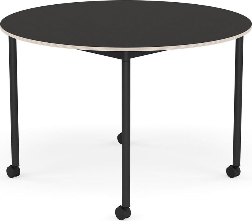 Stôl na kolieskach Base okrúhly linoleum nohy čierne 110 cm čierny