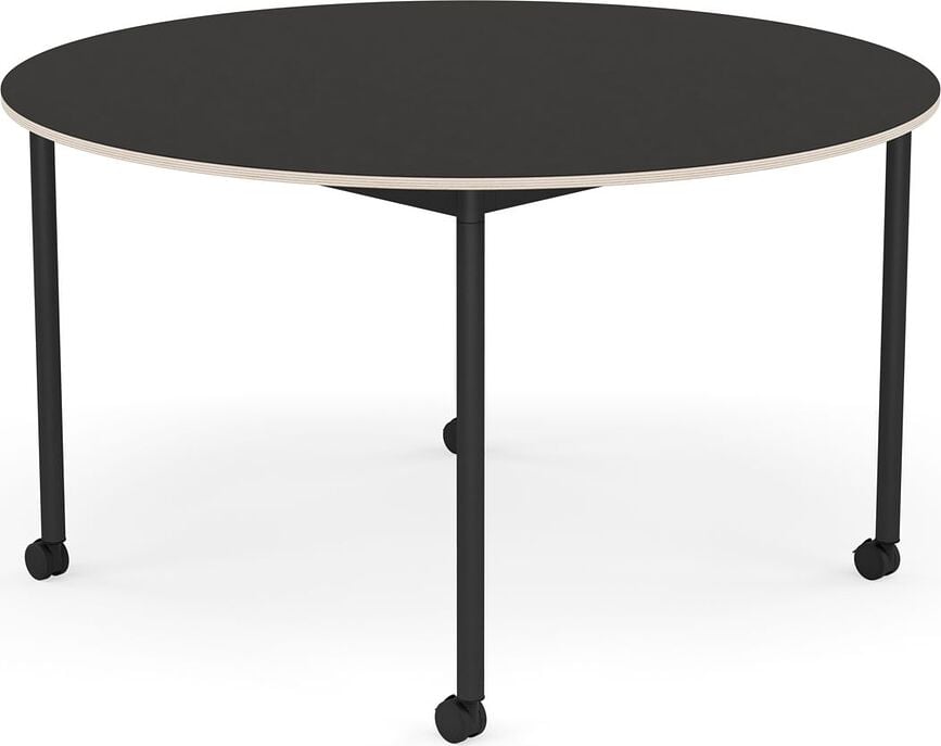 Stôl na kolieskach Base okrúhly linoleum nohy čierne 128 cm čierny