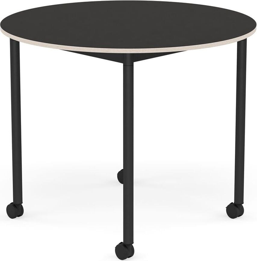 Stôl na kolieskach Base okrúhly linoleum nohy čierne 90 cm čierny