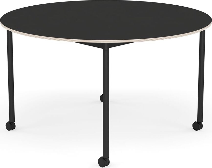 Stôl na kolieskach Base okrúhly nanolaminát nohy čierne 128 cm čierny