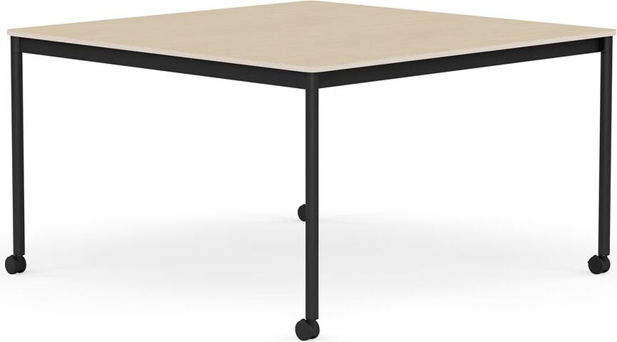 Stôl na kolieskach Base štvorcový lakovaná dubová dyha nohy čierne 128 cm