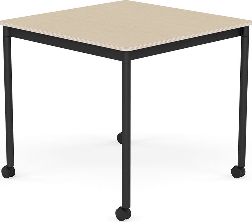 Stôl na kolieskach Base štvorcový lakovaná dubová dyha nohy čierne 80 cm