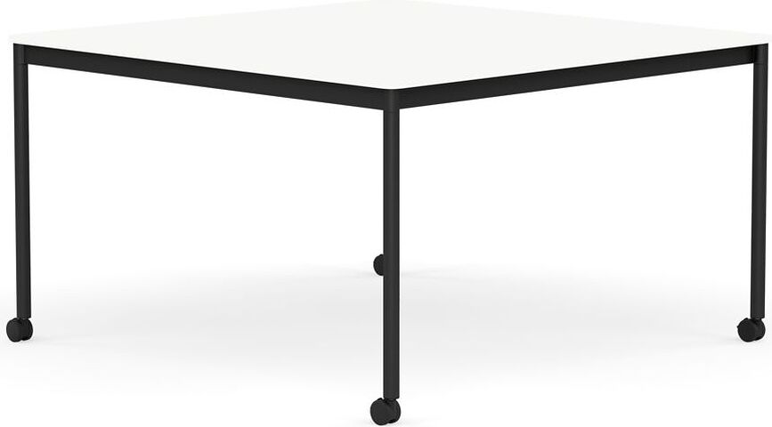 Stôl na kolieskach Base štvorcový laminovaný ABS nohy čierne 128 cm biely