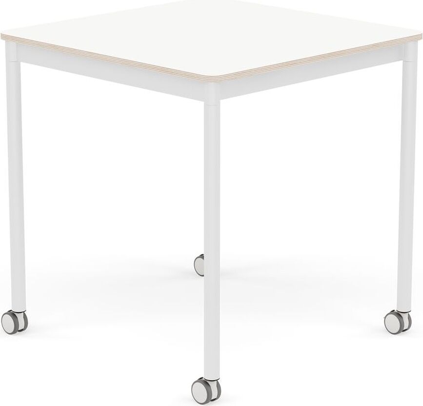 Stôl na kolieskach Base štvorcový laminovaný biele nohy 70 cm biely
