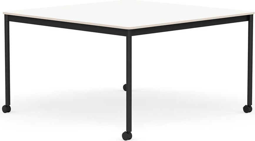 Stôl na kolieskach Base štvorcový laminovaný nohy čierne 128 cm biely