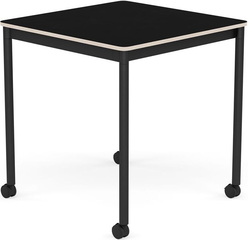Stôl na kolieskach Base štvorcový laminovaný nohy čierne 70 cm čierny