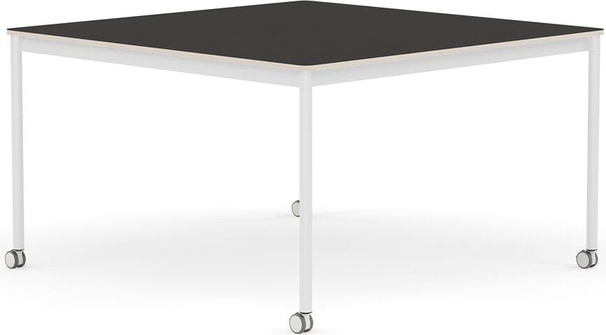 Stôl na kolieskach Base štvorcový linoleum biele nohy 128 cm čierny