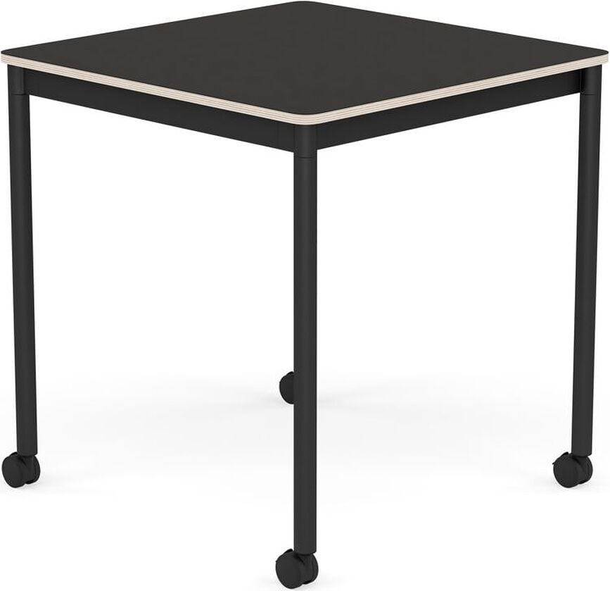 Stôl na kolieskach Base štvorcový linoleum nohy čierne 70 cm čierny