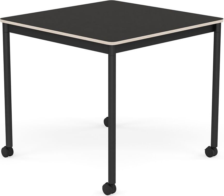 Stôl na kolieskach Base štvorcový linoleum nohy čierne 80 cm čierny
