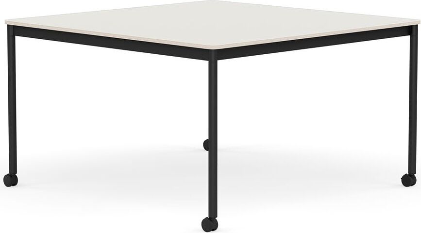 Stôl na kolieskach Base štvorcový nanolaminát nohy čierne 128 cm biely