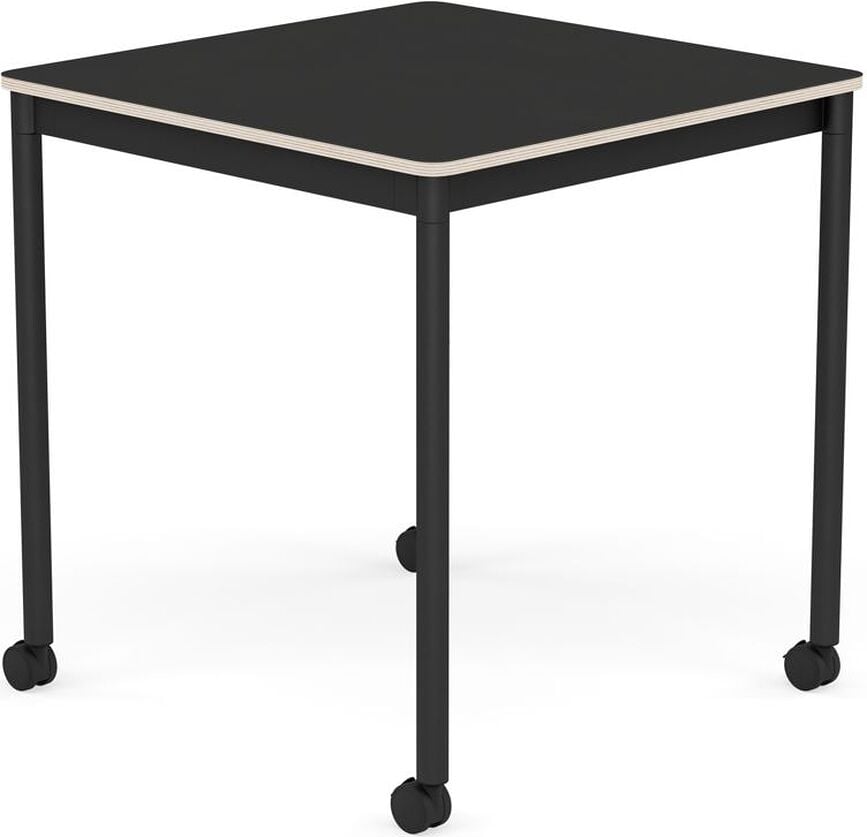 Stôl na kolieskach Base štvorcový nanolaminát nohy čierne 70 cm čierny