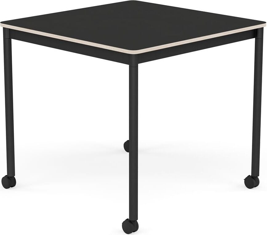 Stôl na kolieskach Base štvorcový nanolaminát nohy čierne 80 cm čierny