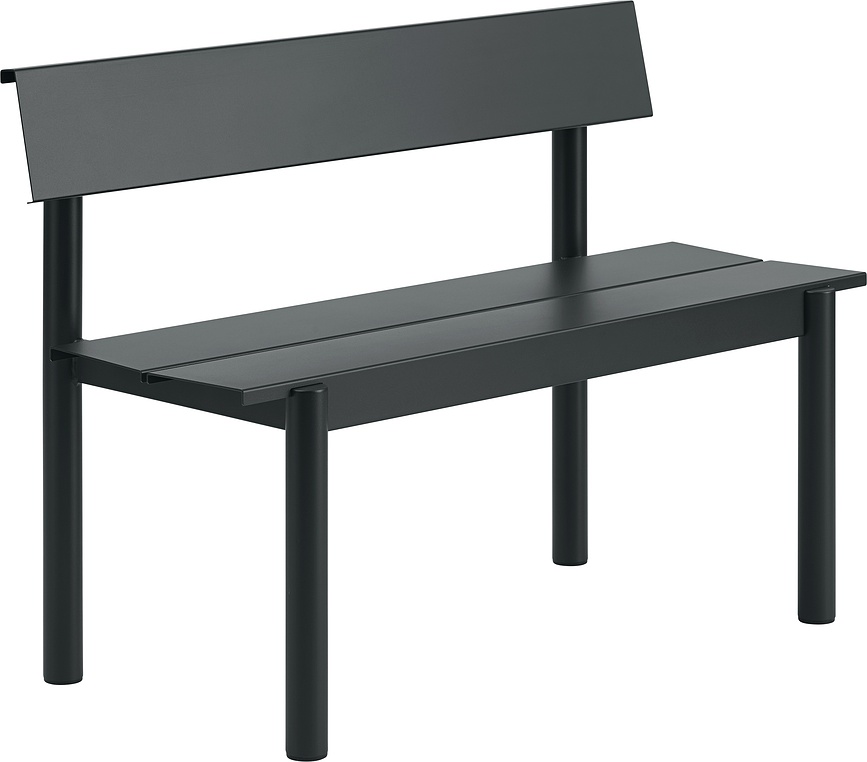 Záhradná lavička Linear Steel s operadlom 110 cm, čierna
