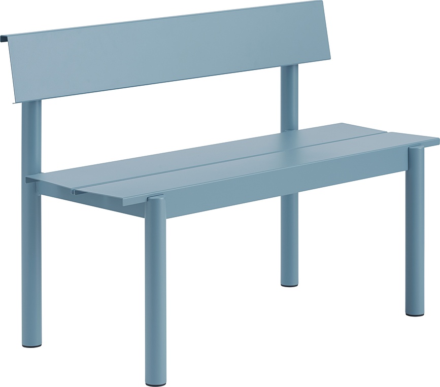 Záhradná lavička Linear Steel s operadlom 110 cm, svetlomodrá
