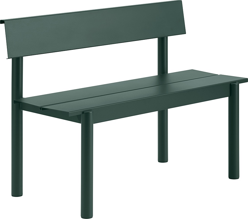 Záhradná lavička Linear Steel s operadlom 110 cm, tmavozelená