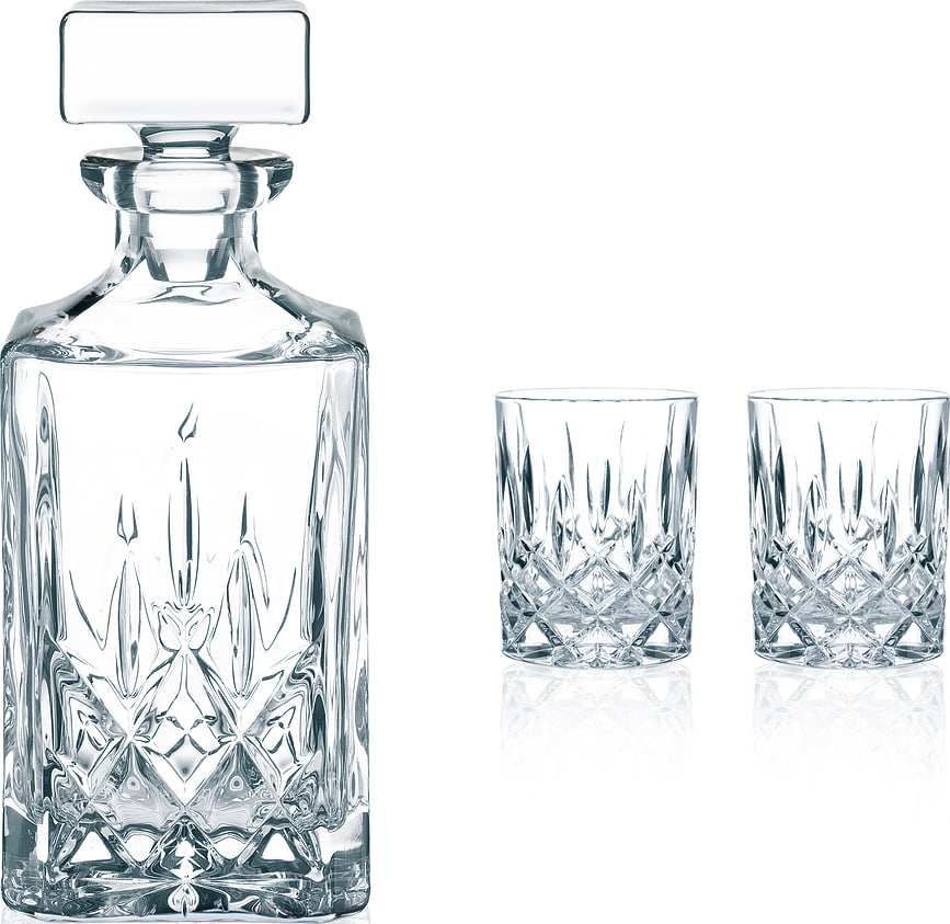 Juego de Decantador y Vasos Noblesse, para whisky o brandy, Set de 3 piezas