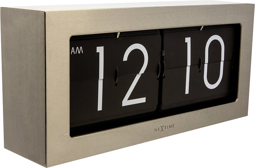 Big Flip Horloge de Table, argentée