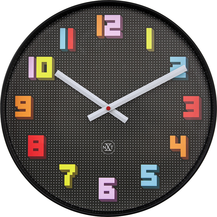Bit Horloge Murale, 35 cm, noire et multicolore