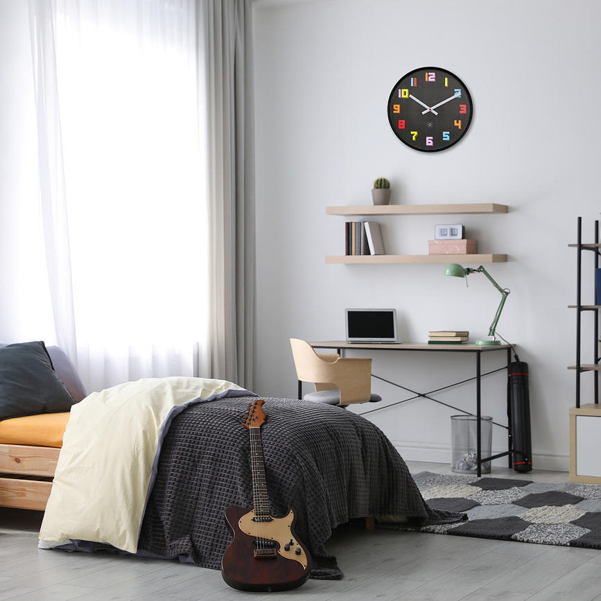 Bit Stenska ura, 35 cm, črno-barvna