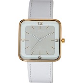 Ceas de mână Square Wrist alb cu cadran auriu
