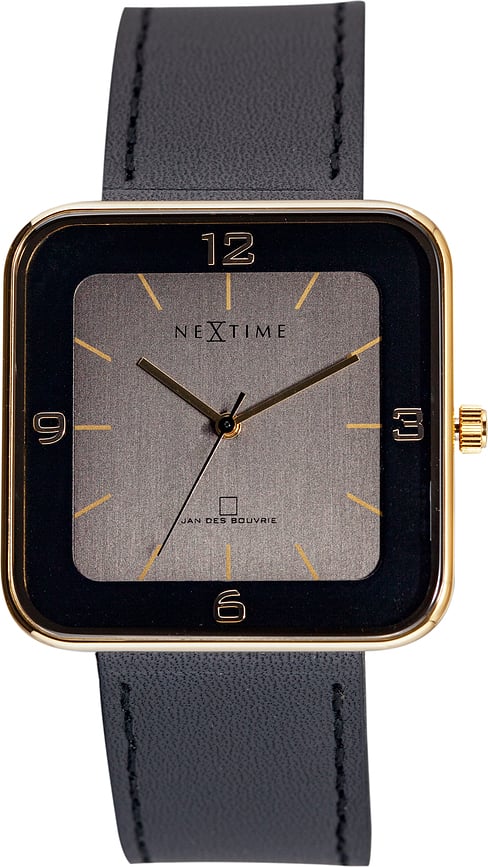 Ceas de mână Square Wrist negru cu cadran auriu