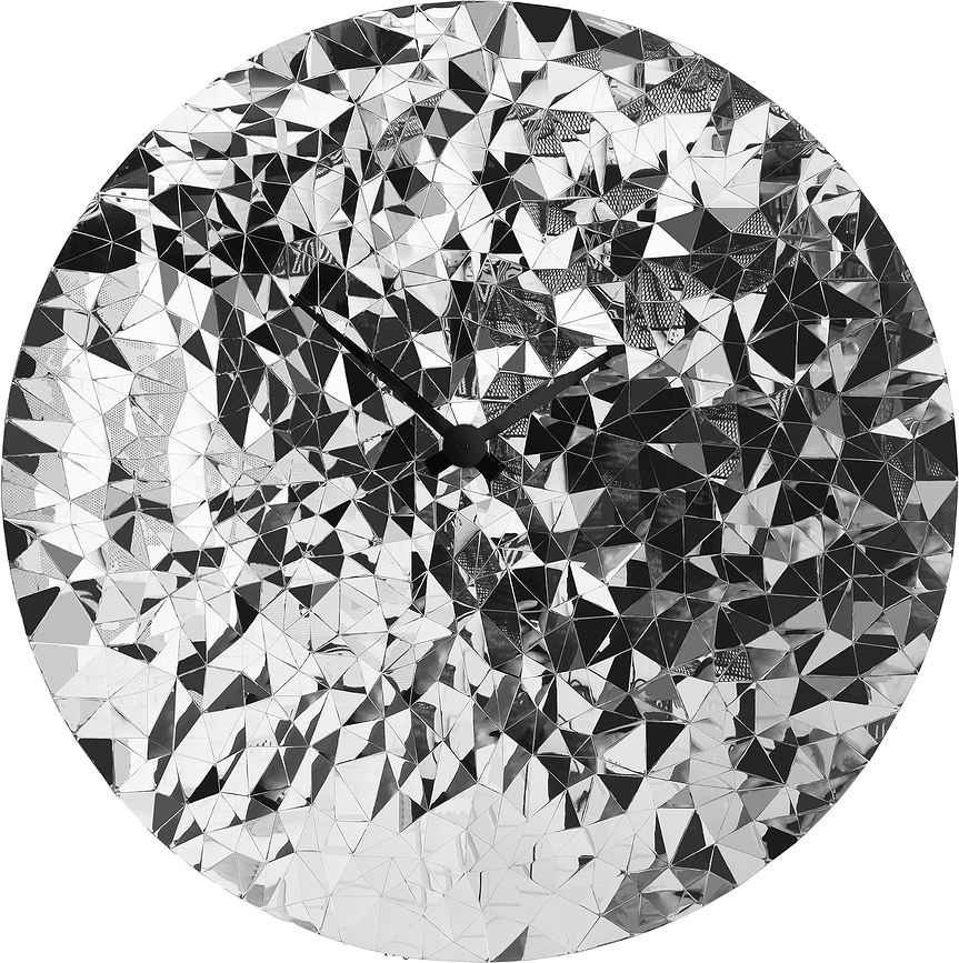 Ceas de perete Fragments 80 cm, oțel oglindă