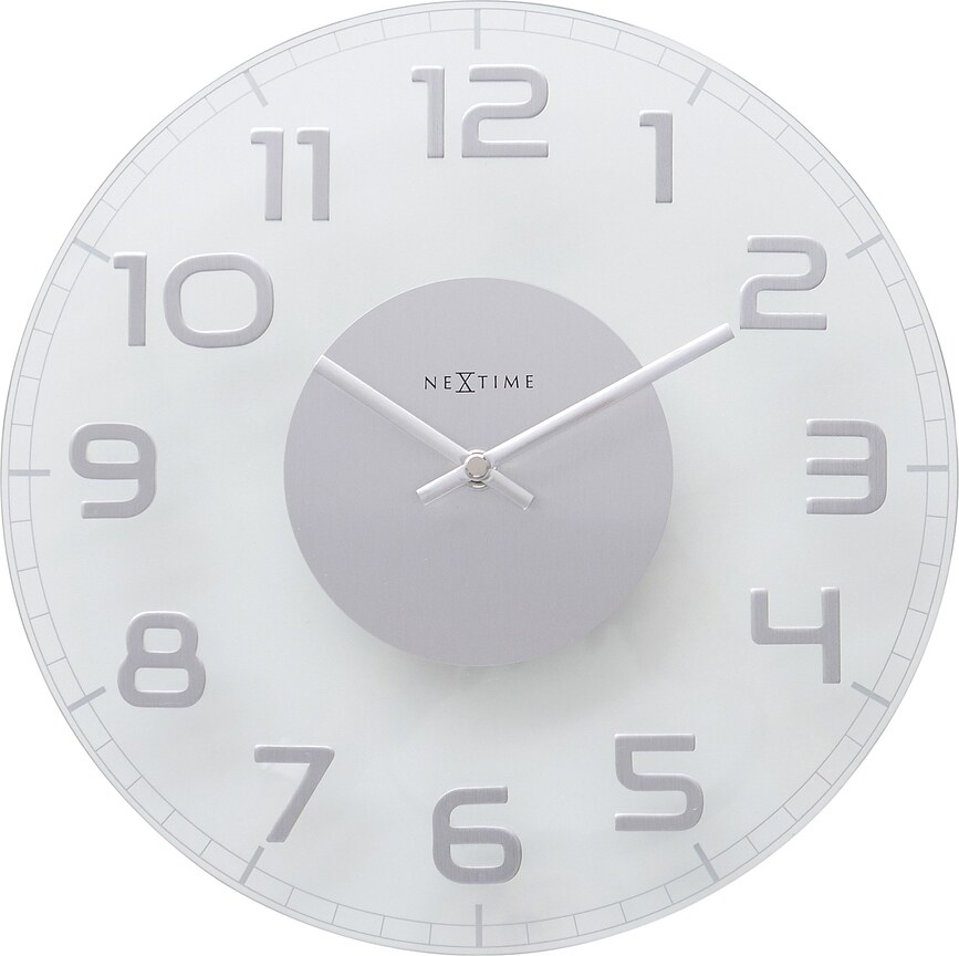 Classy Round Horloge murale, blanc et argenté