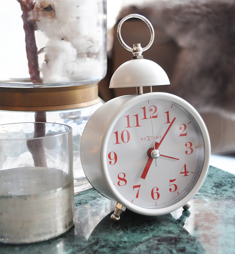 Despertador Single Bell, blanco