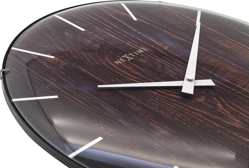 Edge Wood Dome Horloge Murale, bois foncé
