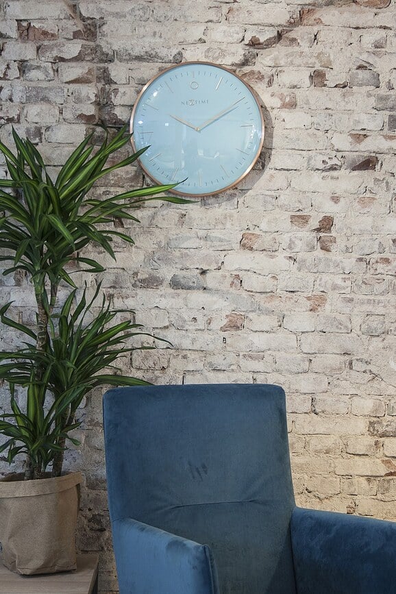 Glamour Horloge murale, turquoise et or rose