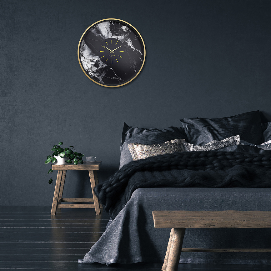 Marble Duo Sat zidni crno-srebrni