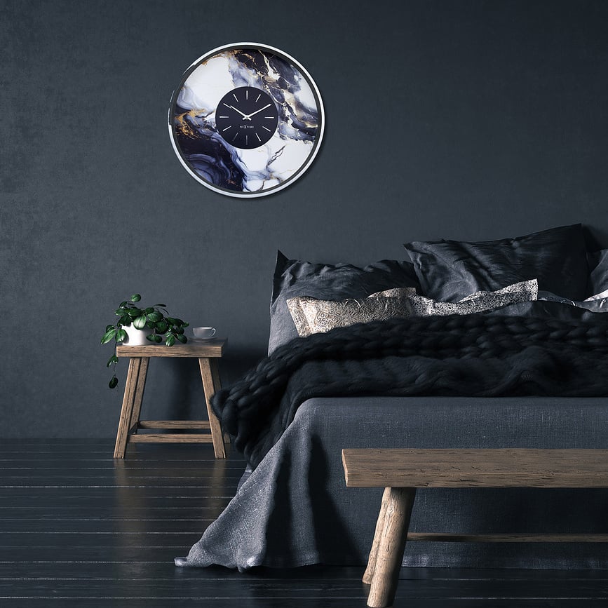 Marble Duo Sat zidni crno-srebrni