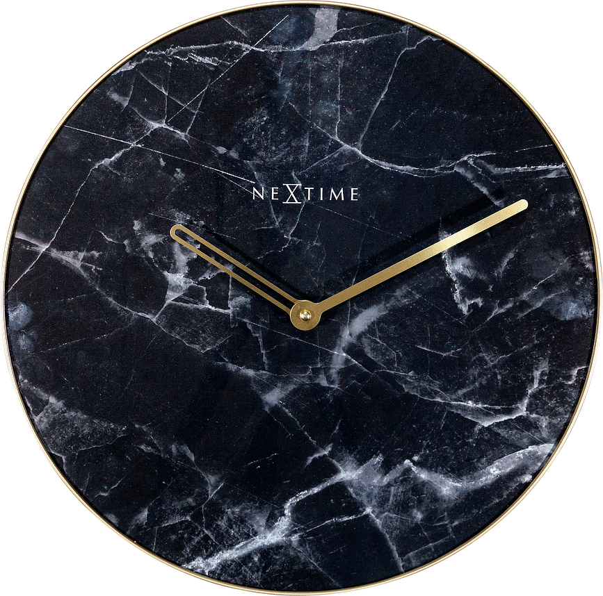 Marble Horloge Murale noire, avec cadre doré