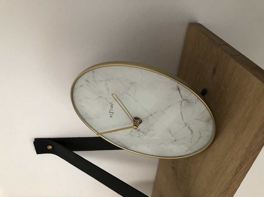 Marble Table Επιτραπέζιο Ρολόι, 20 cm, λευκό, χρυσό