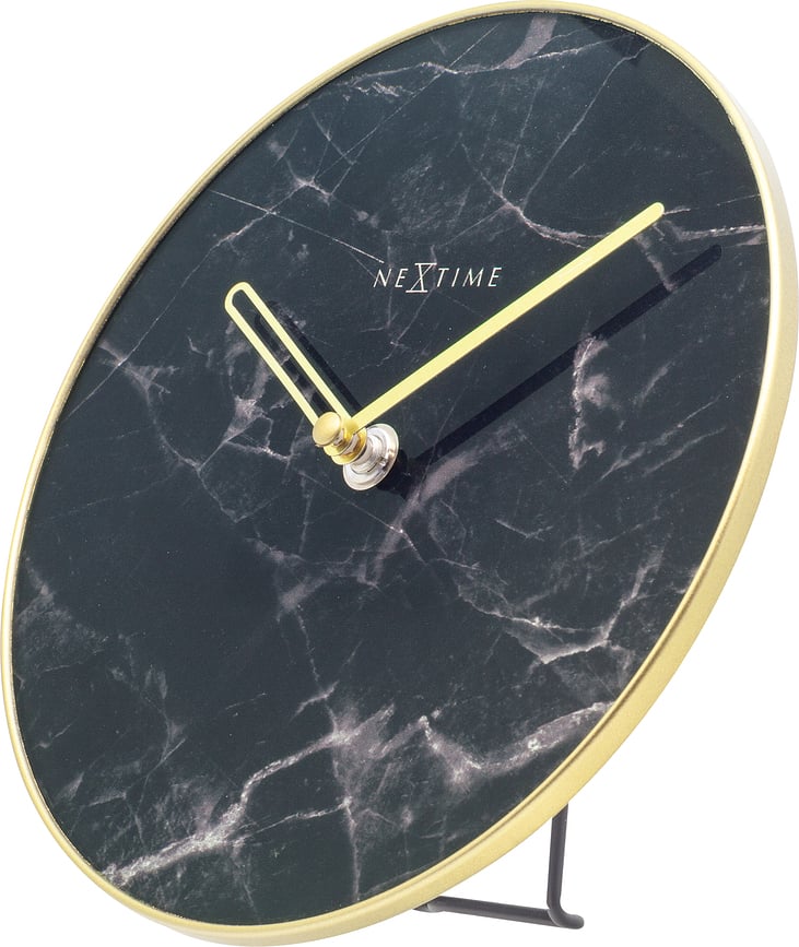 Marble Table Horloge de Table 20 cm, blanche et dorée