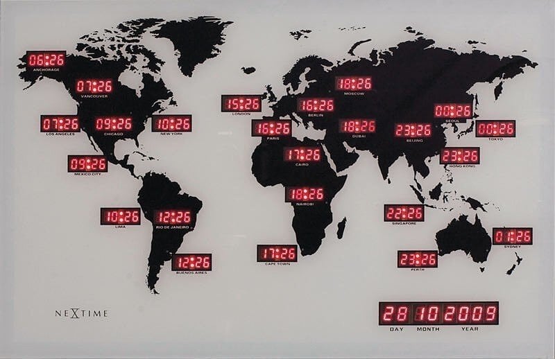 Nástenné hodiny World Time Digit