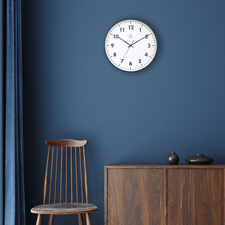 New Horloge Murale, 40 cm, noir et blanc