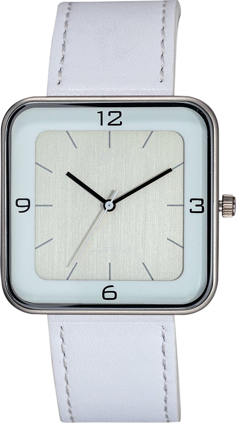 Orologio da polso Square Wrist bianco con quadrante in argento