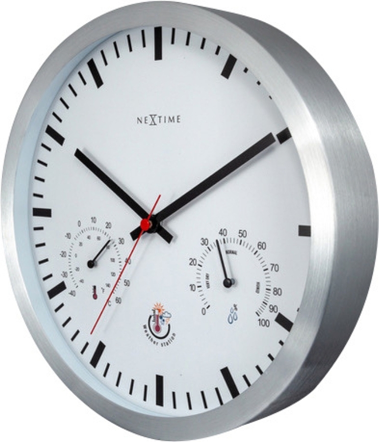 Reloj Estación Meteorológica, negro y plateado