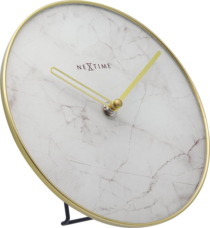 Reloj de Mesa Marble Table, 20 cm, blanco y dorado