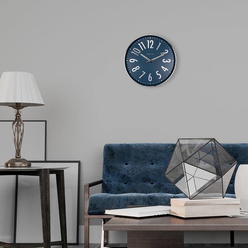 Reloj de pared Alchemy, azul y plateado