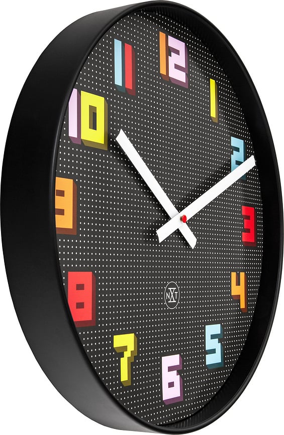 Reloj de Pared Bit, 35 cm, negro y multicolor