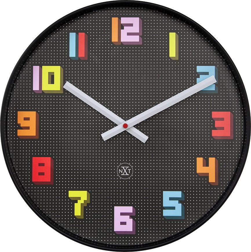 Reloj de Pared Bit, 35 cm, negro y multicolor