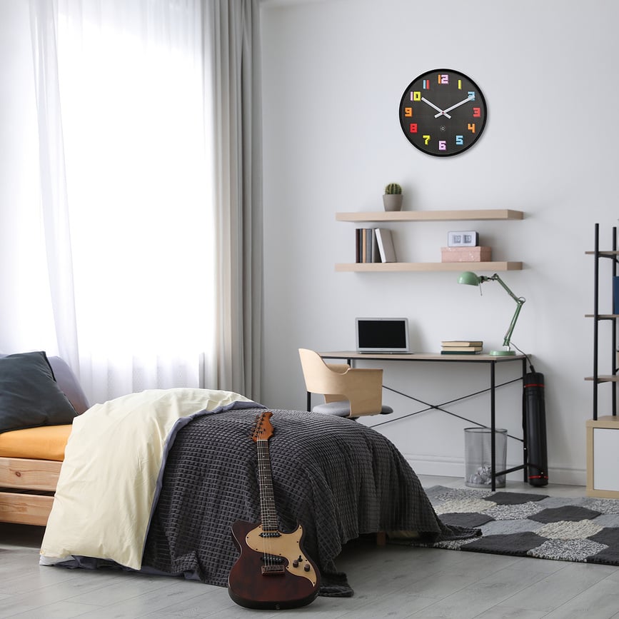 Reloj de Pared Bit, 35 cm, negro y multicolor