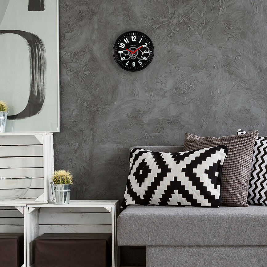 Reloj de pared Modern Gear Clock, negro