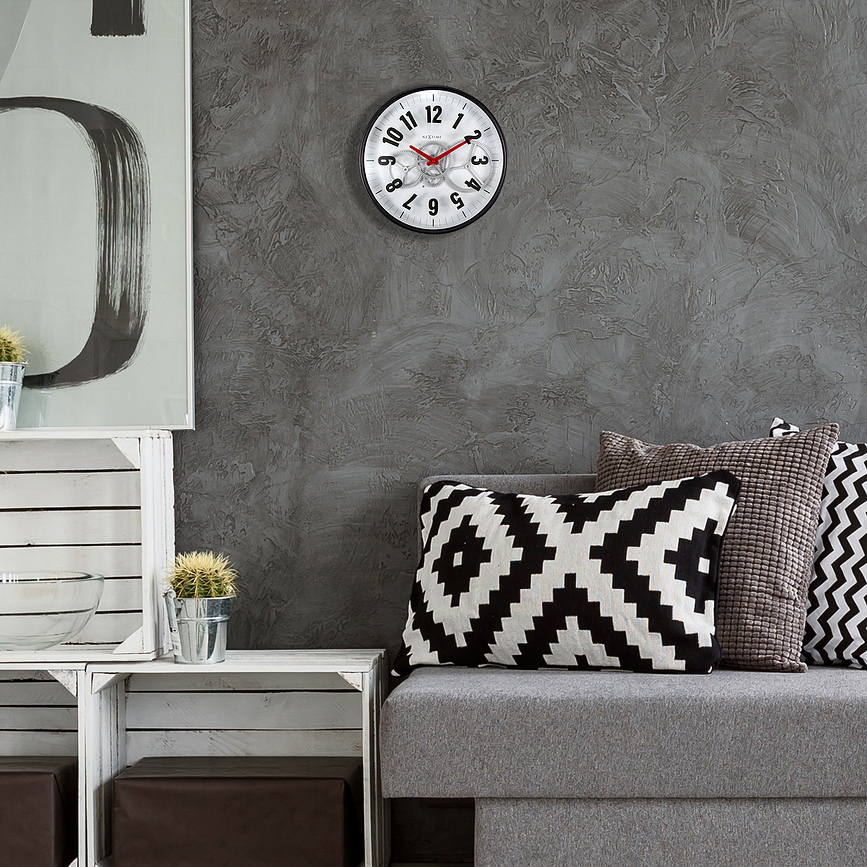 Reloj de pared Modern Gear Clock, negro