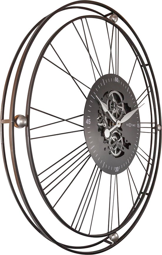 Reloj de Pared Roman Gear Clock, 90,5 cm, negro y plateado